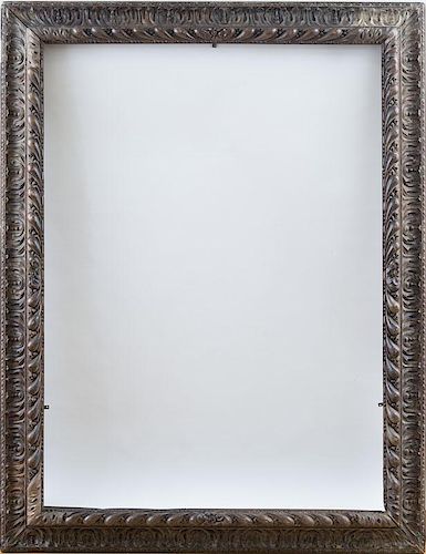 LARGE CONTINENTAL BAROQUE CARVED WALNUT PICTURE FRAME