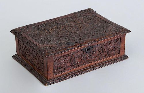 FRENCH RELIEF CARVED FRUITWOOD BOX