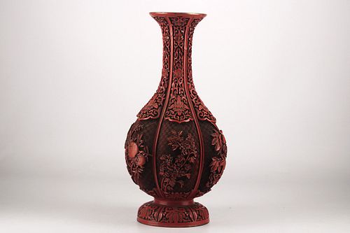Antique Chinese Lacquer Cinnabar vase