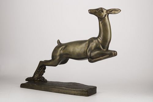 Art Deco bronze sculpture in gazelle shape.