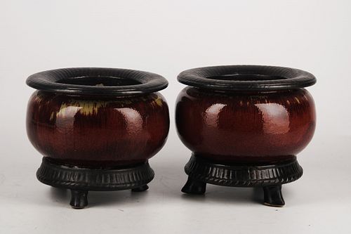 Antique pair ceramic Planter