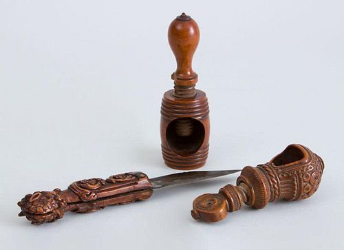 THREE CONTINENTAL CARVED WOOD ARTICLES