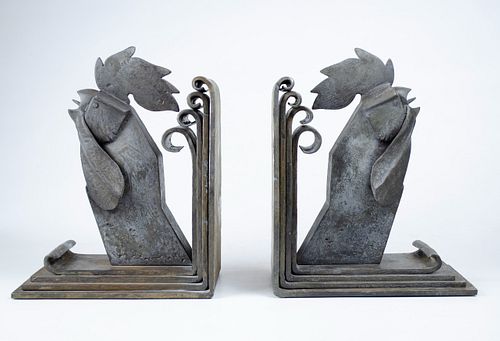 Pair of Art Deco iron bookends by Edgar Brandt