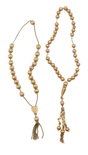 Two 18K Yellow Gold Rosary Bead Sets
