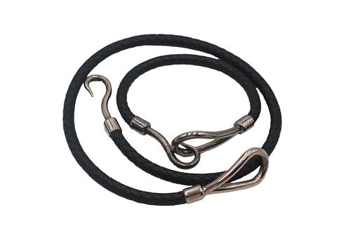 Hermes Double Tour Black Braided Leather Bracelet