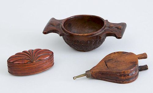THREE EUROPEAN SMALL CARVED WOOD ARTICLES
