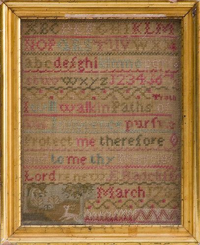 AMERICAN NEEDLEWORK SAMPLER, WROUGHT BY E. RADCLIFF, MARCH 1782