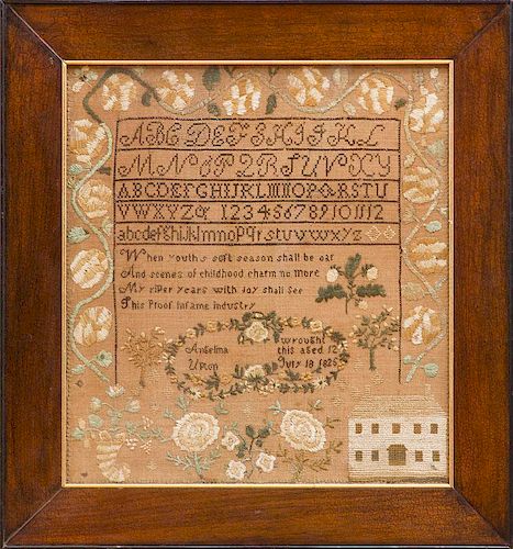 AMERICAN NEEDLEWORK SAMPLER, WROUGHT BY ANGELINA UPTON, JULY 18, 1825
