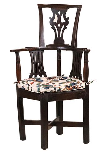 Georgian Yewwood Corner Chair 