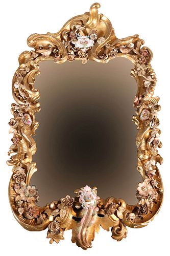 German Rococo Giltwood Mirror