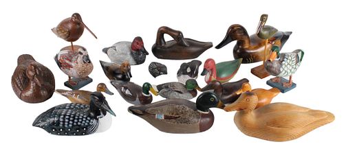 Twenty Assorted Duck Decoys and Bird Figures
