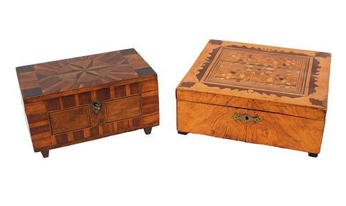Two Inlaid Wood Boxes