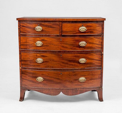 GEORGE III MAHOGANY BOW-FRONT CHEST OF DRAWERS