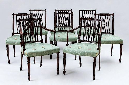 SET OF EIGHT GEORGE III CARVED MAHOGANY DINING CHAIRS