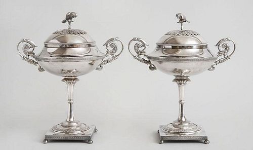 PAIR OF SWEDISH SILVER TAZZA AND COVERS