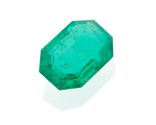 An unmounted Colombian emerald