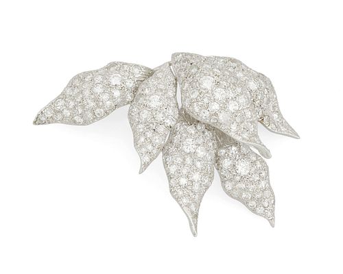 A diamond foliate brooch