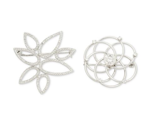 Two diamond brooches