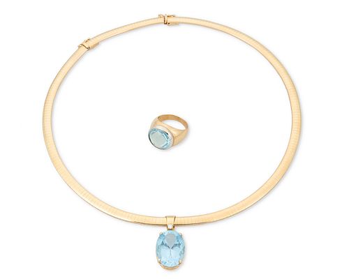 A group of blue topaz jewelry