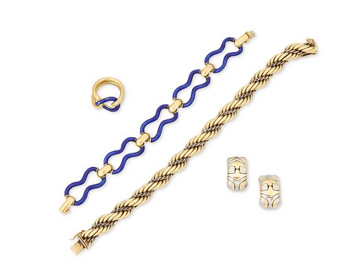 A group of gold jewelry including Bulgari