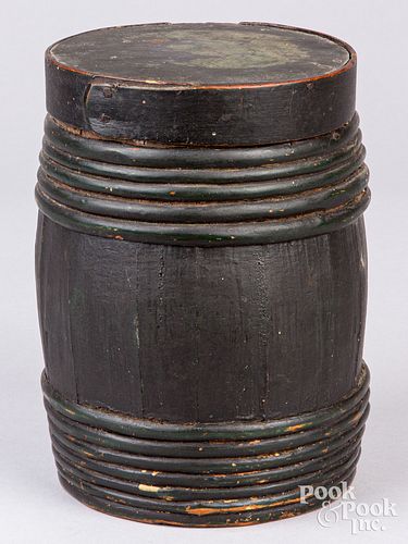 Scandinavian painted keg form canister, 19th c.