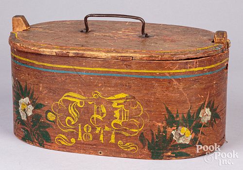 Scandinavian painted bentwood box, dated 1847