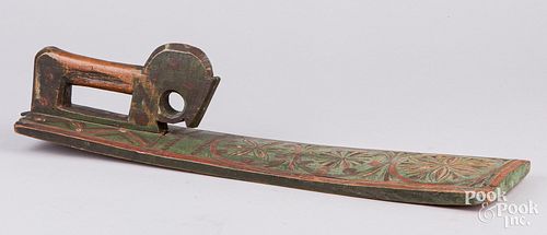 Scandinavian carved and painted mangle 19th c.