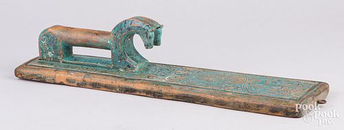 Scandinavian carved and painted mangle, dated 1816