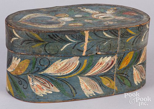 Continental painted bentwood box, 19th c.
