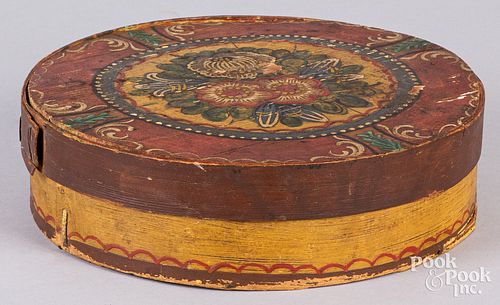 Scandinavian painted bentwood round box, 19th c.
