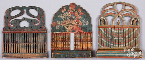 Three painted tape looms, 19th c.