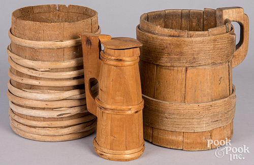 Three pieces of woodenware, 19th and 20th c.
