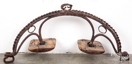 Pair of Continental wrought iron and horse hames