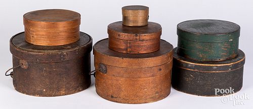 Seven bentwood pantry boxes, 19th c.