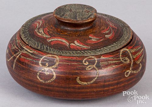 Scandinavian painted lidded canister, dated 1832