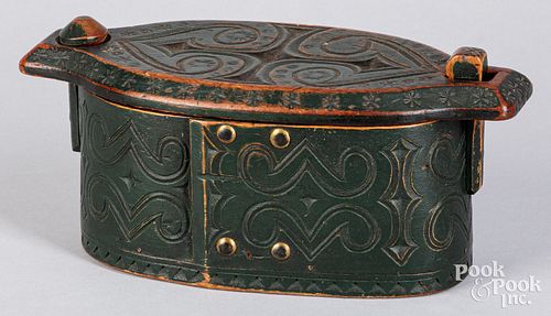 Scandinavian painted bentwood box, 19th c.