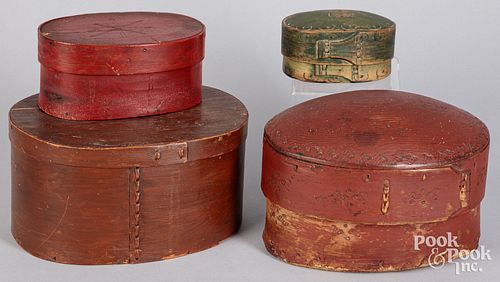 Four Scandinavian painted bentwood boxes, 19th c.