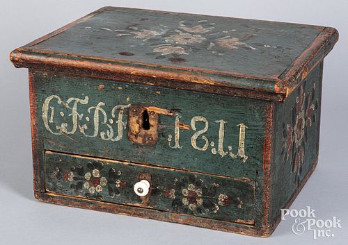Scandinavian painted lock box, dated 1811