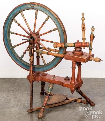 Painted spinning wheel, 19th c.