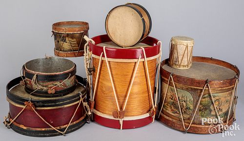 Six toy drums, 19th and 20th c.