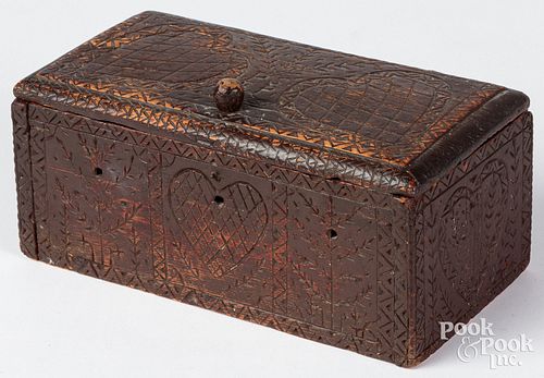Carved Scandanavian dresser box, 19th c.