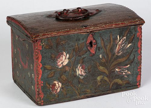 Scandanavian painted valuables box, 19th c.