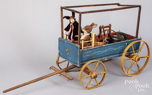 Painted toy huckster wagon, ca. 1900