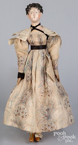 Early composition molded hair doll, early 19th c.