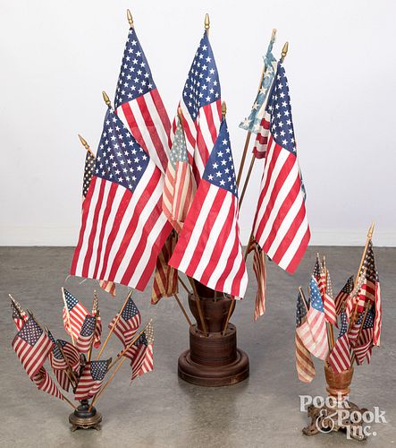 Three patriotic American flag displays, 19th c.