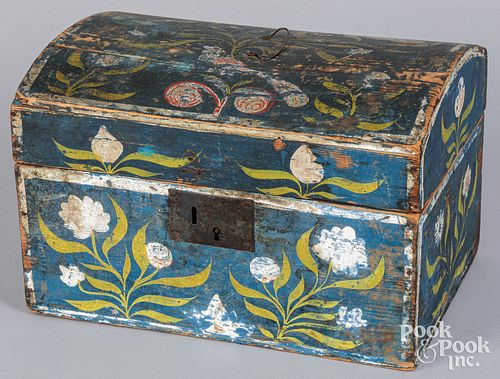 Continental painted valuables box, 19th c.