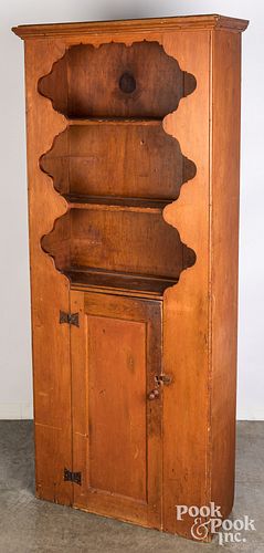 Pine one-piece open top cupboard, 19th c.