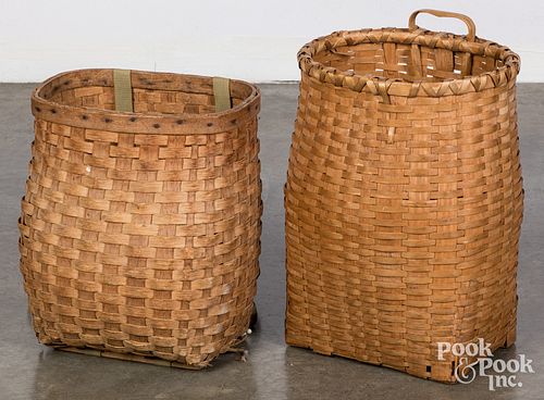 Two splint pack baskets, early to mid 20th c.