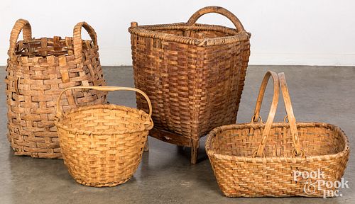 Two pack baskets, together with two other baskets