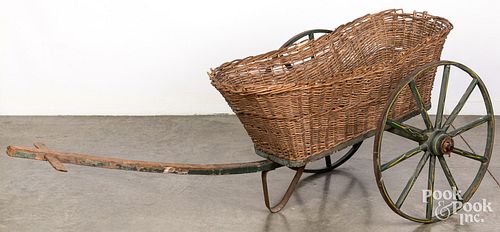 Antique basket pull cart